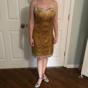 Yellow Jeweled Formal Dress